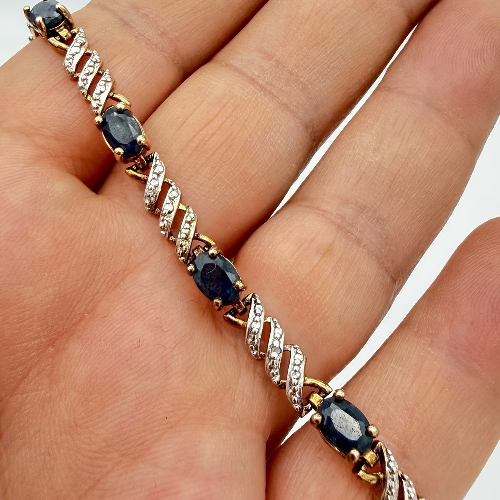 Vintage Ross Simons Sapphire 925 Sterling Silver Tennis Braceletβ Sz 7